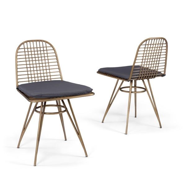 Shop Panama Outdoor Brushed Brass Pair Of Wire Frame Chairs – On Sale Pertaining To Brushed Aluminum Outdoor Armchair Sets (View 13 of 15)