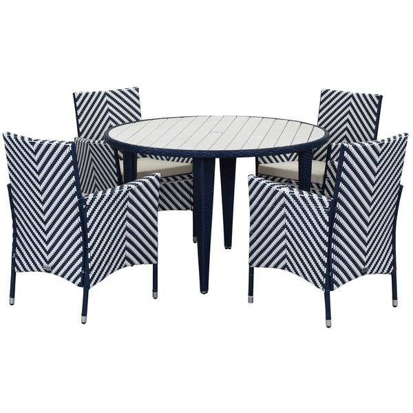 Shop Safavieh Outdoor Living Cooley Navy/ White Dining Set (5 Piece Throughout Navy Outdoor Seating Sets (View 15 of 15)