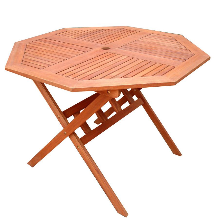 Shop Vifah 40 In X 40 In Wood Octagon Patio Dining Table At Lowes Regarding Octagonal Outdoor Dining Sets (View 10 of 15)