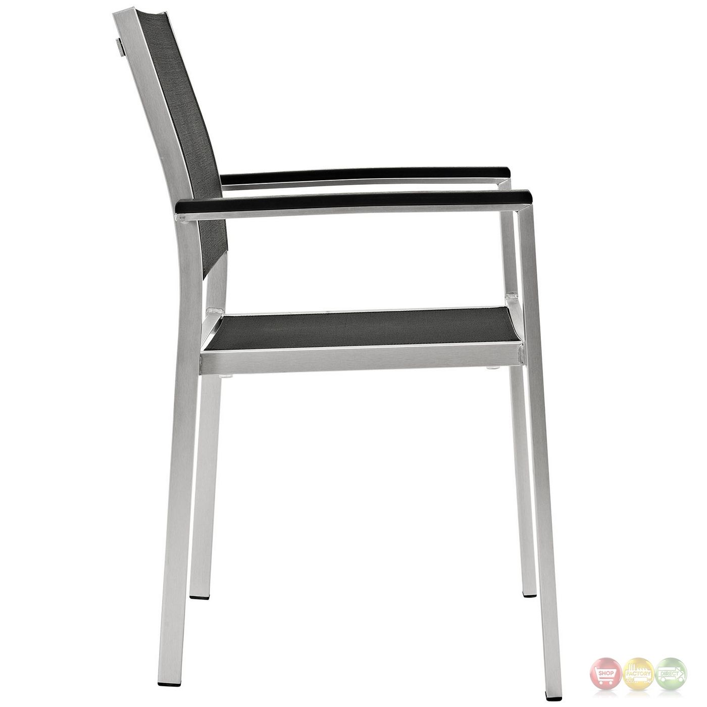 Shore Outdoor Patio Aluminum Dining Chair W/ Breathable Mesh Fabric With Brushed Aluminum Outdoor Armchair Sets (View 12 of 15)