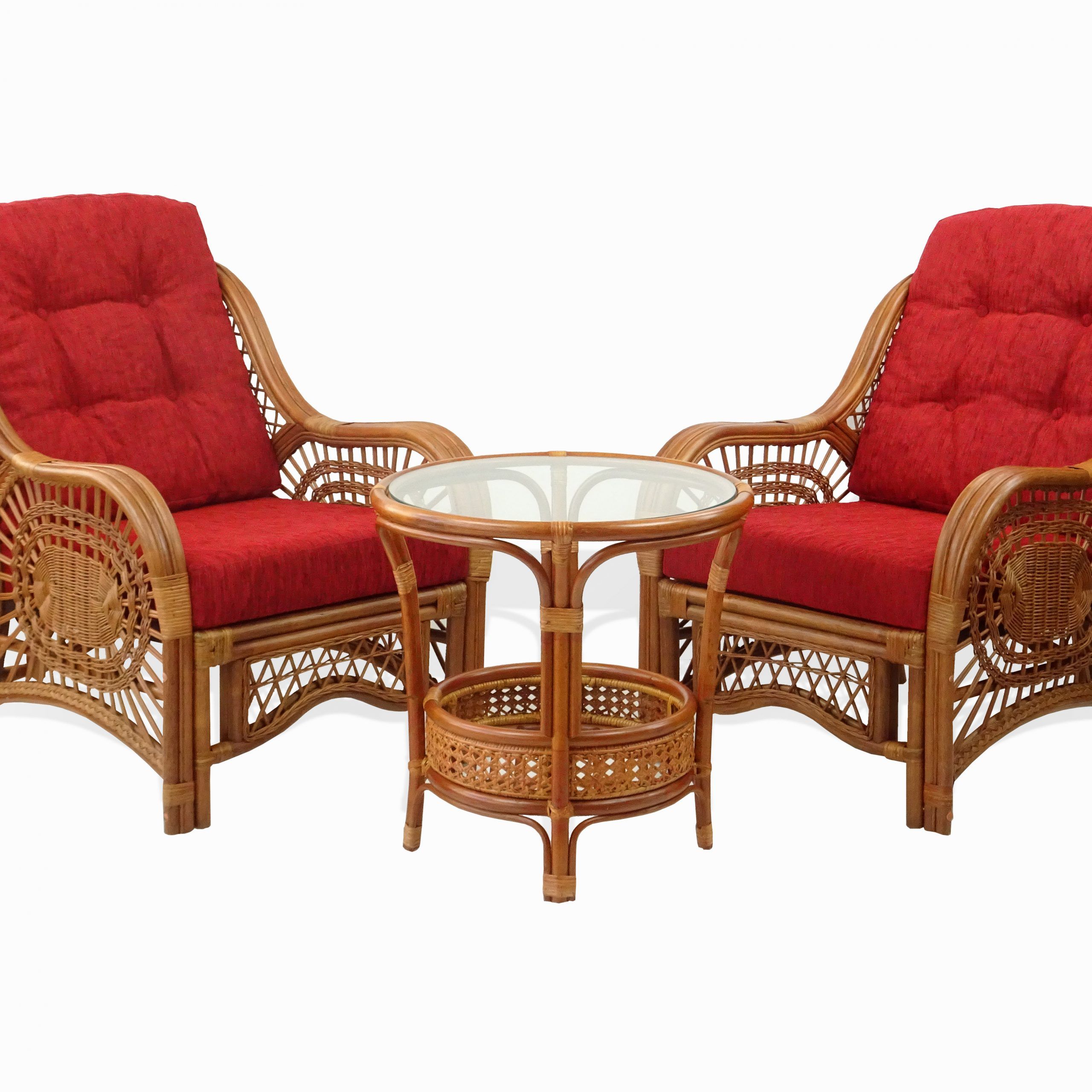 Sk New Interiors Malibu Set Of 2 Natural Rattan Wicker Chairs With Throughout Natural Woven Outdoor Chairs Sets (View 3 of 15)