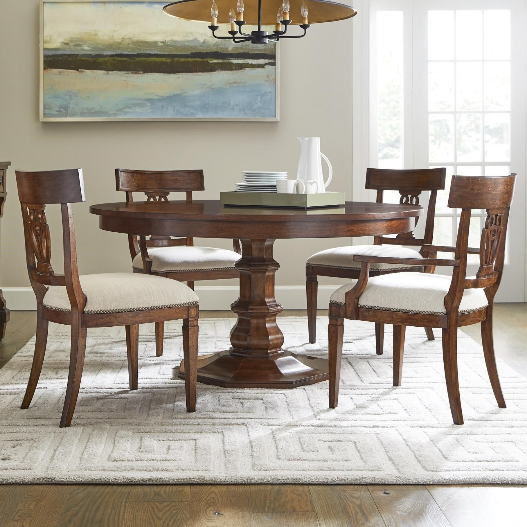 Stanley Furniture Old Town 5 Piece 54 Inch Round Dining Table Set Throughout 5 Piece Round Dining Sets (View 6 of 15)