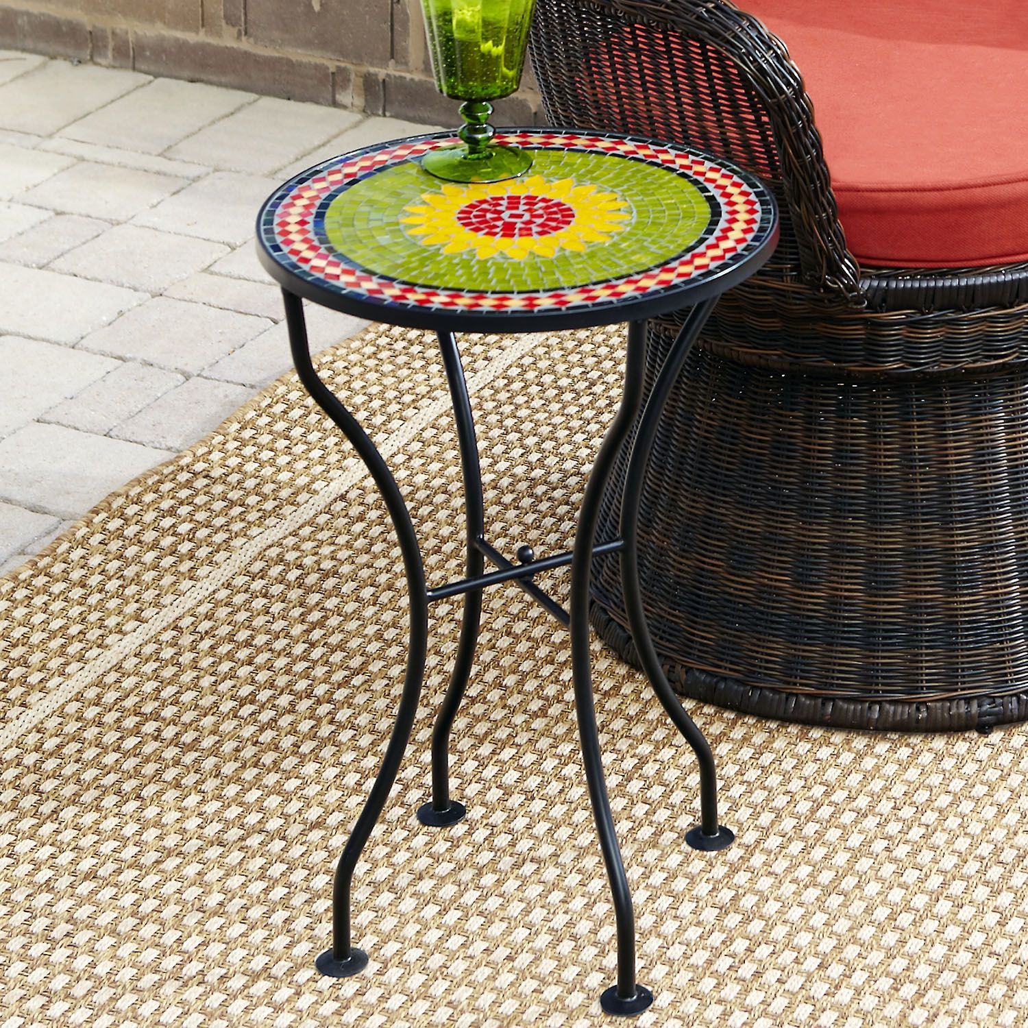Sunflower Mosaic Accent Table – Pier1 Pertaining To Mosaic Tile Top Round Side Tables (View 13 of 15)