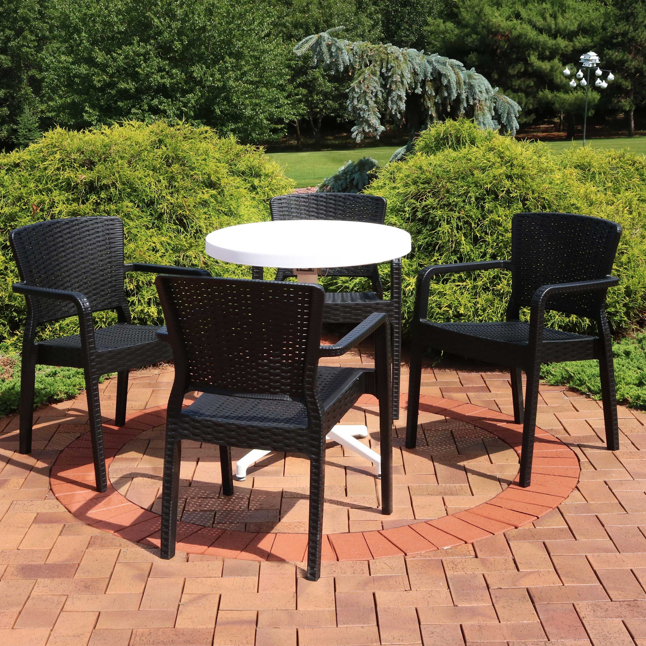 Sunnydaze All Weather Segonia Outdoor 5 Piece Patio Furniture Dining With Regard To Round 5 Piece Outdoor Patio Dining Sets (View 8 of 15)