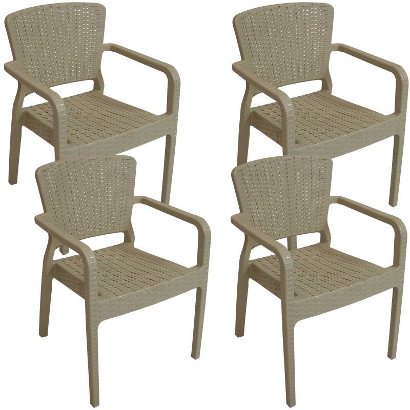 Sunnydaze Segonia Plastic Stacking Arm Chair Set Of 4 – Indoor Regarding Stacking Outdoor Armchairs Sets (View 5 of 15)