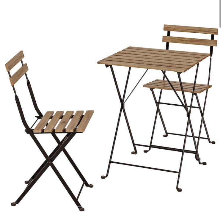 Tärnö Table+2 Chairs, Outdoor, Black Acacia, Gray Brown Stained Light In Natural Acacia Wood Bistro Dining Sets (View 11 of 15)
