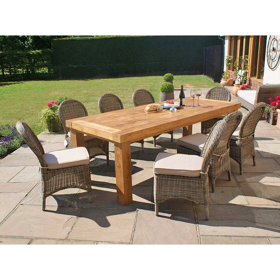 Teak And Rattan Dining Setout There Exteriors | Notonthehighstreet For Teak And Wicker Dining Sets (View 8 of 15)