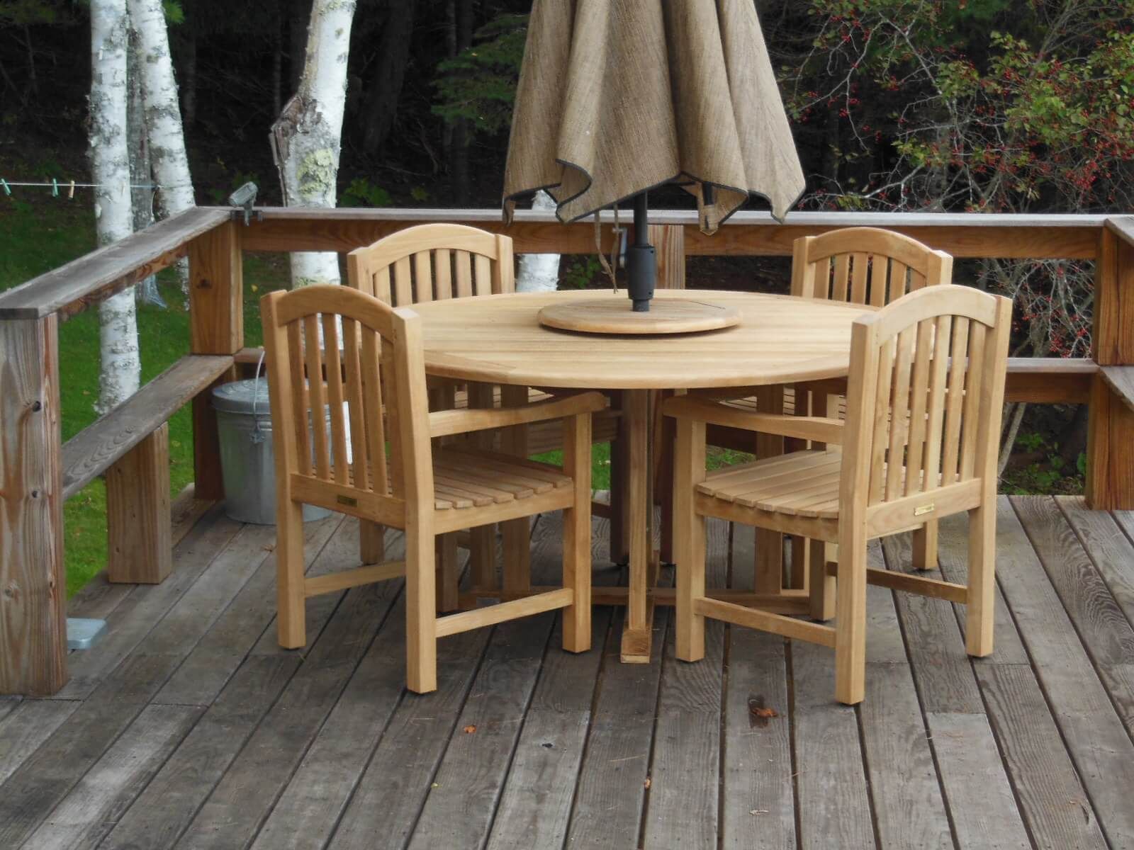 Teak Dia 48" Padua Round Dining Table, Buy Outdoor Patio Furniture In Teak Armchair Round Patio Dining Sets (View 15 of 15)