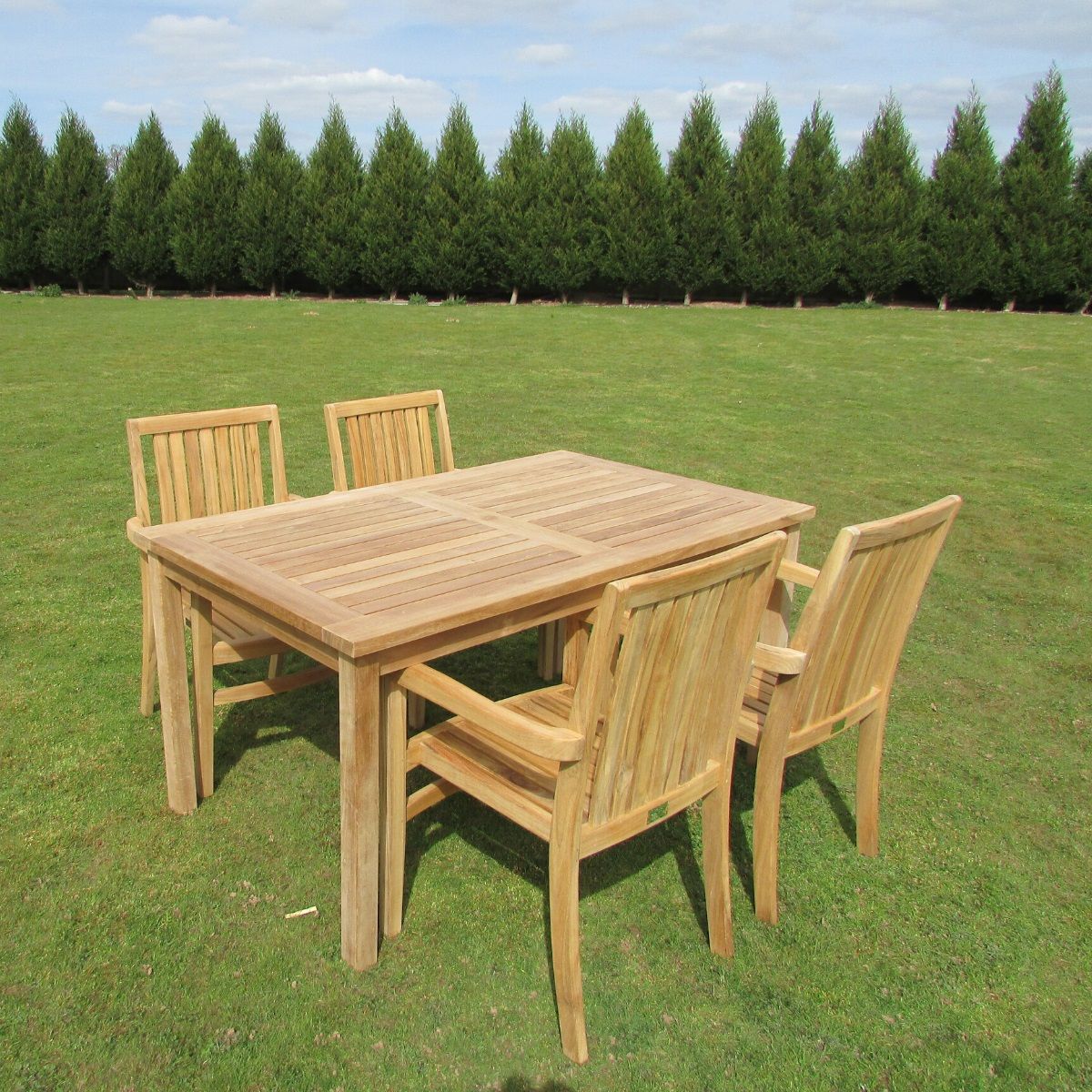 Teak Rectangular Table And 4 Chairs Set | Woodberry In Teak Wood Rectangular Patio Dining Sets (View 14 of 15)
