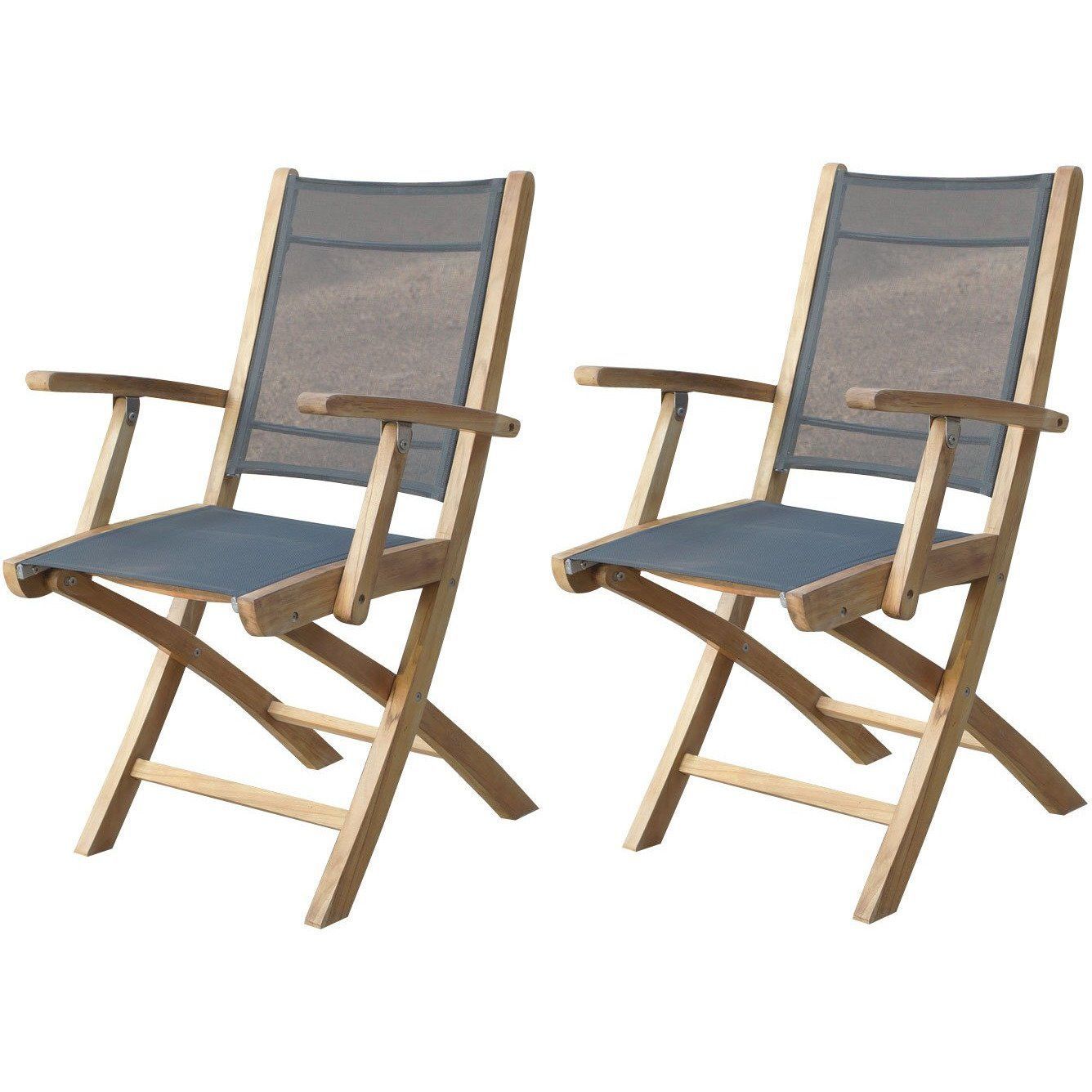 Teak Wood Miami Folding Arm Chair, Black (Set Of 2) | Teak Patio Within Teak Outdoor Folding Armchairs (View 5 of 15)