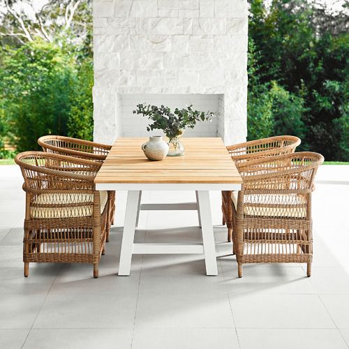 Temple & Webster Natural Malawi Style Pe Rattan Outdoor Cushioned For Natural Outdoor Dining Chairs (View 9 of 15)