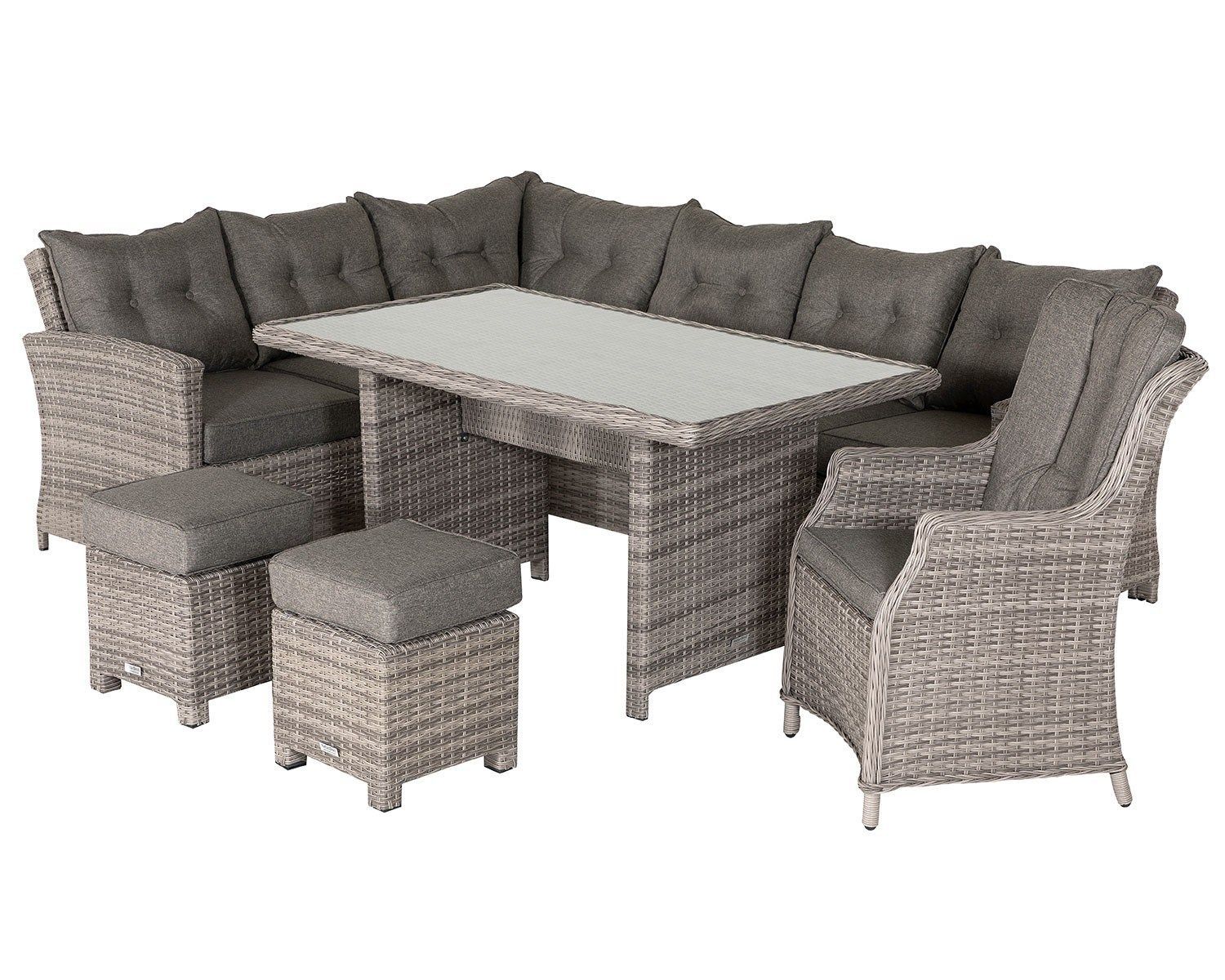 The Sorrento Corner Dining Set In Grey Is A Contemporary And Stylish For Gray Wicker Extendable Patio Dining Sets (View 7 of 15)