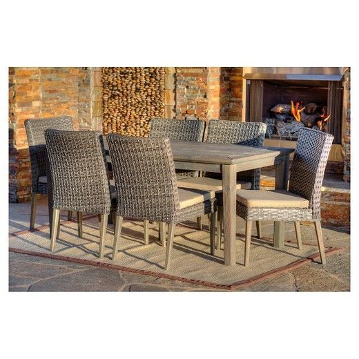 The Winchester 7 Piece Patio Set Is A True Showpiece For Any Outdoor For Distressed Wicker Patio Dining Set (View 11 of 15)