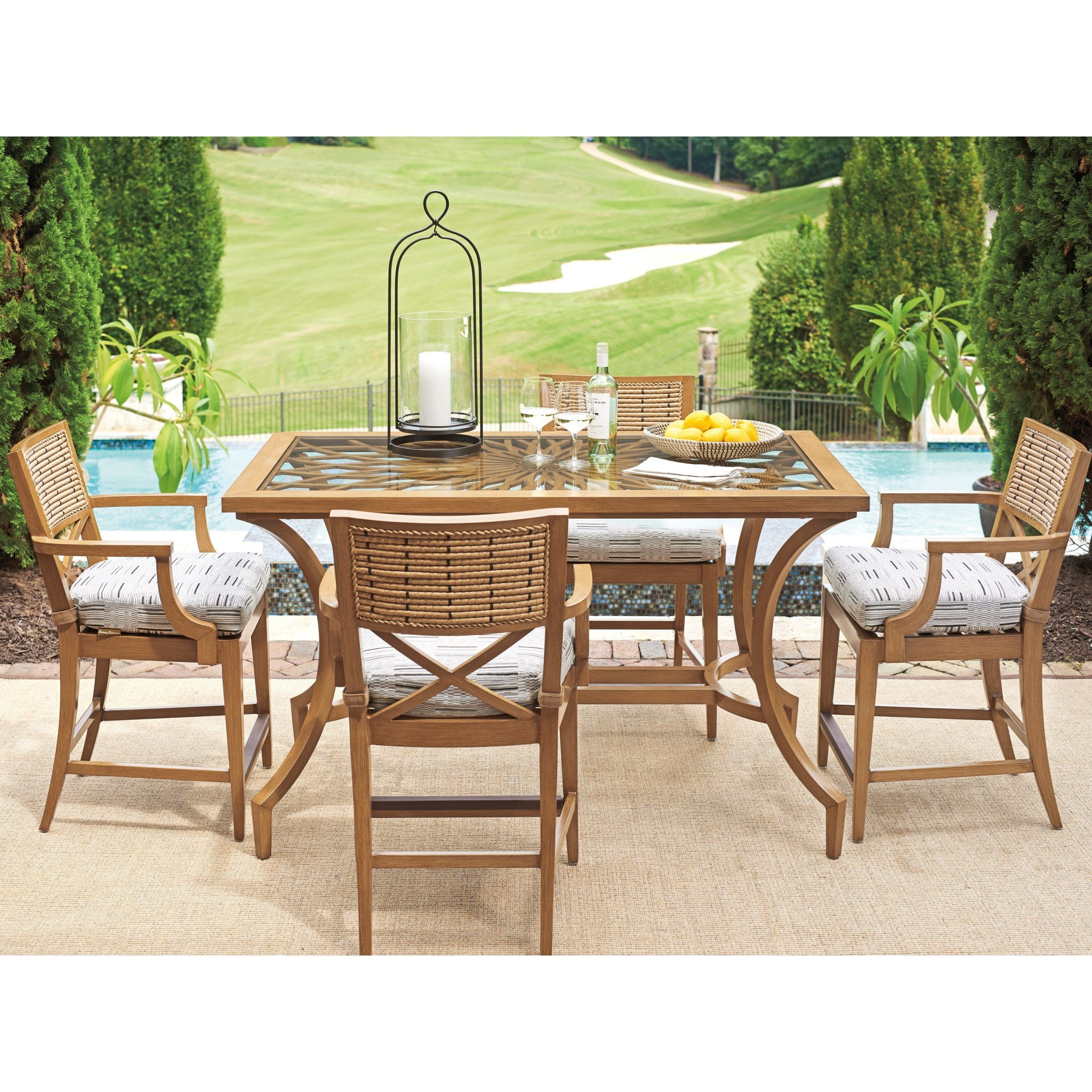Tommy Bahama Outdoor Living Los Altos Valley View 5 Piece Outdoor Within 5 Piece Cafe Dining Sets (View 1 of 15)