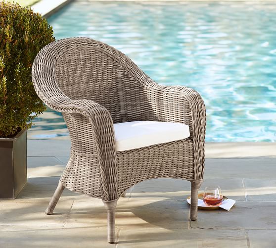 Torrey All Weather Wicker Roll Arm Dining Chair – Natural | Pottery Barn With Regard To Natural Outdoor Dining Chairs (View 6 of 15)