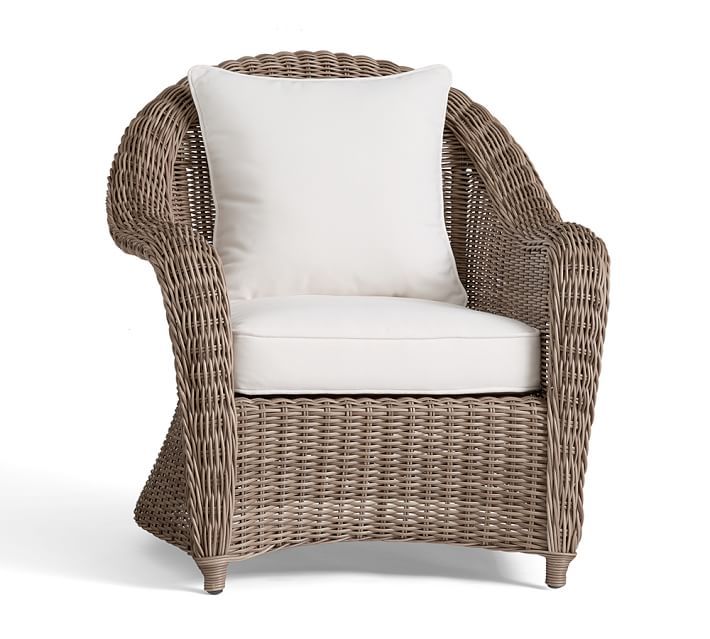Torrey All Weather Wicker Roll Arm Lounge Chair, Natural | Pottery Barn In Natural All Weather Outdoor Seating Patio Sets (View 5 of 15)