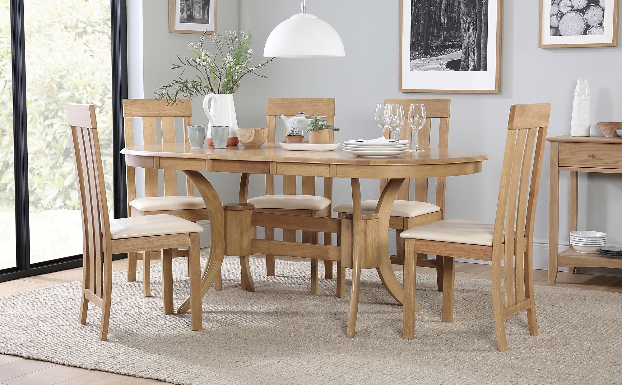 Townhouse Oval Oak Extending Dining Table With 4 Chester Chairs (Ivory Throughout Extendable Oval Dining Sets (View 6 of 15)