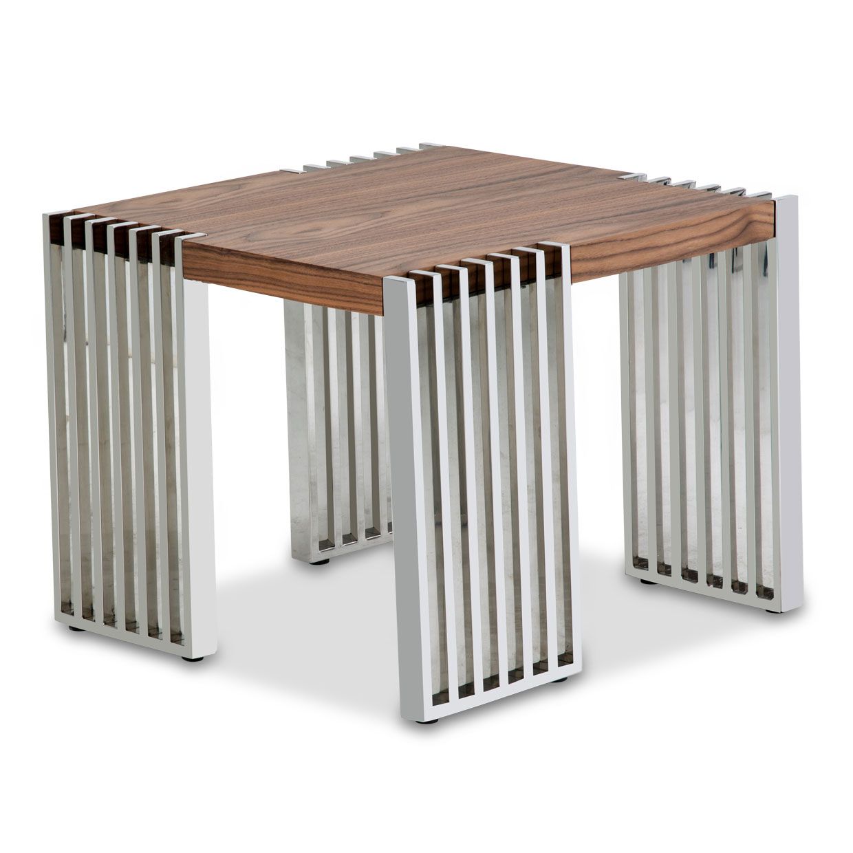 Trance Newport Industrial Style Wood Finished End Table W/Slatted Steel Within Wood And Steel Outdoor Side Tables (View 3 of 15)