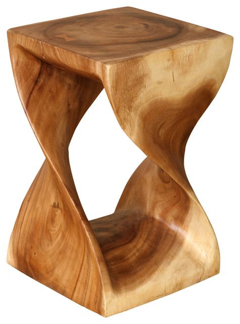 Twisting Natural Wood Side Table, Acacia Wood – Contemporary – Side Throughout Natural Dark Oil Acacia Outdoor Arm Chairs (View 5 of 15)