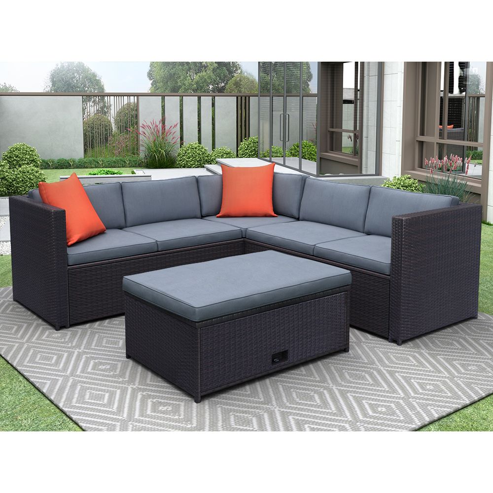 Uhomepro Outdoor Patio Furniture Set, 4 Piece Pe Rattan Wicker Patio With 4 Piece Outdoor Patio Sets (View 13 of 15)