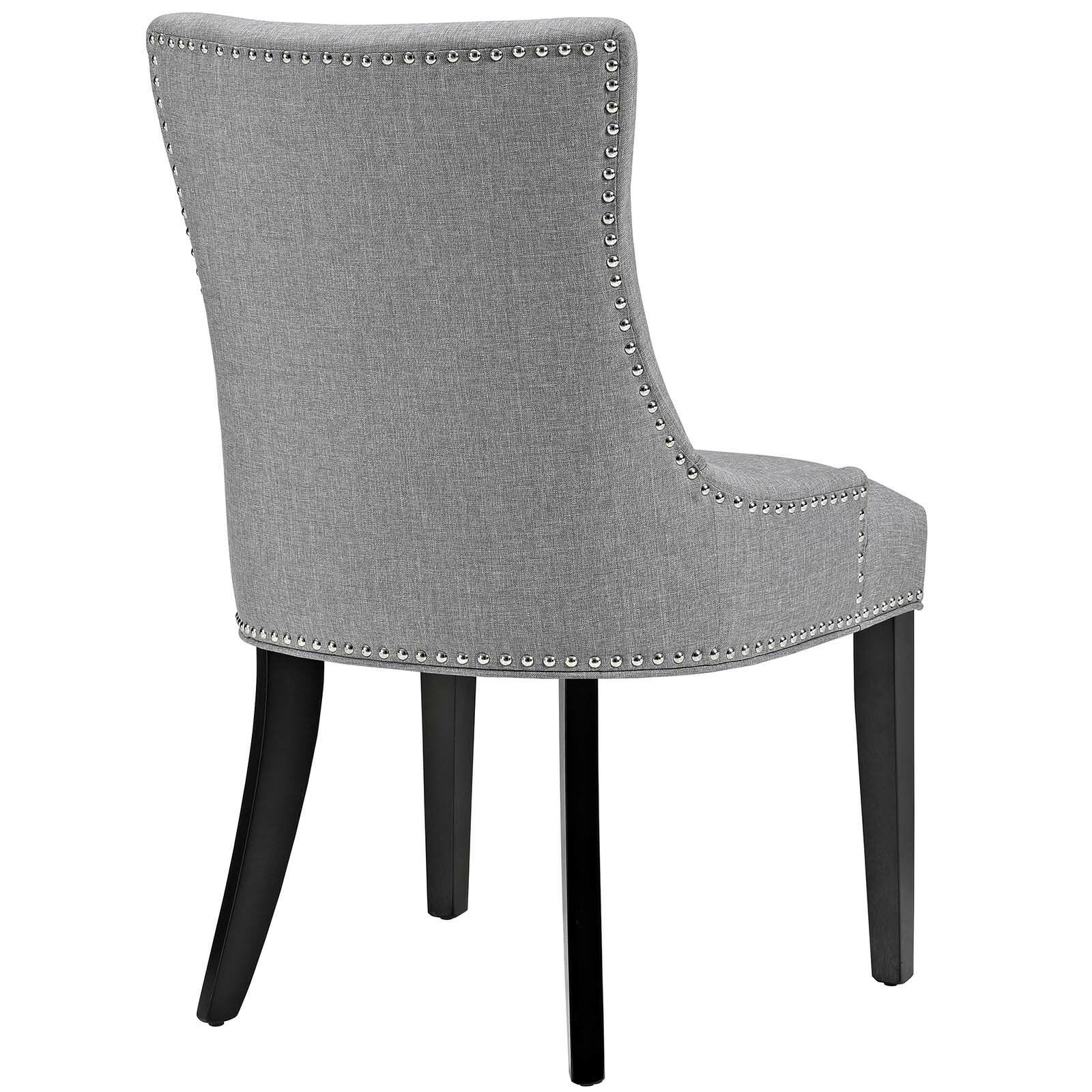 Upholstered Fabric Nailhead Parsons Dining Side Chairs In Light Gray With Regard To Dark Gray Fabric Outdoor Patio Bar Chairs Sets (View 12 of 15)