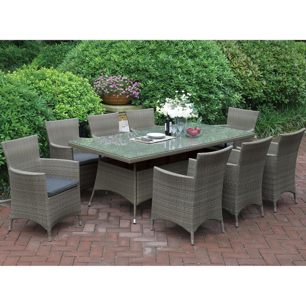 Venetian Worldwide Naturno 9 Piece All Weather Wicker Rectangular With Wicker Rectangular Patio Dining Sets (View 6 of 15)