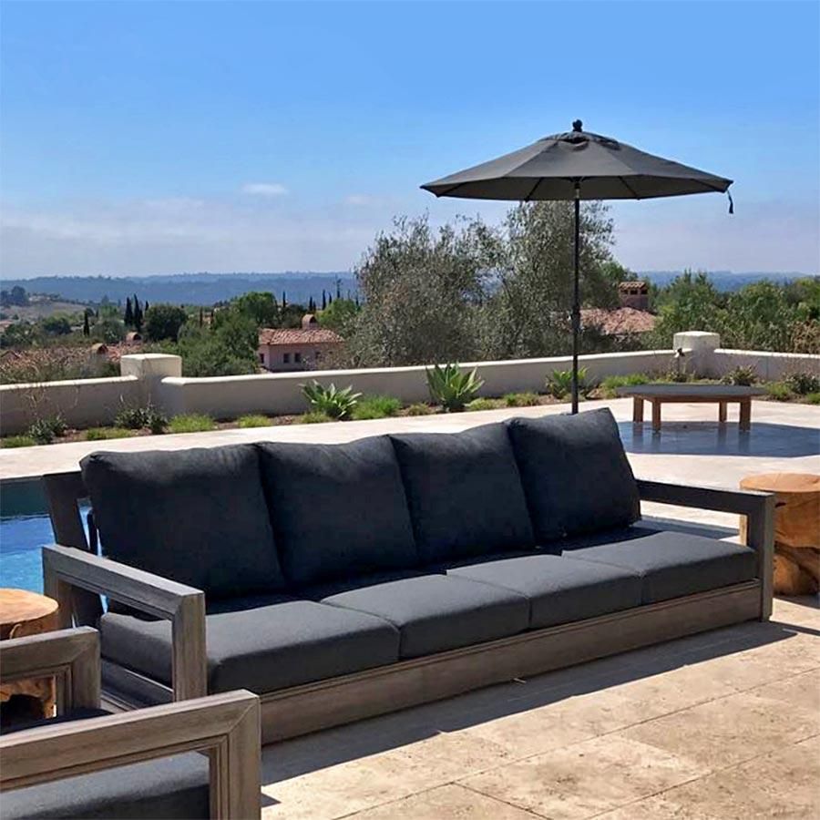 Ventura Teak Outdoor Sofa With Sunbrella Cushion – Iksun Teak Patio Intended For Mist Fabric Outdoor Patio Sets (View 5 of 15)
