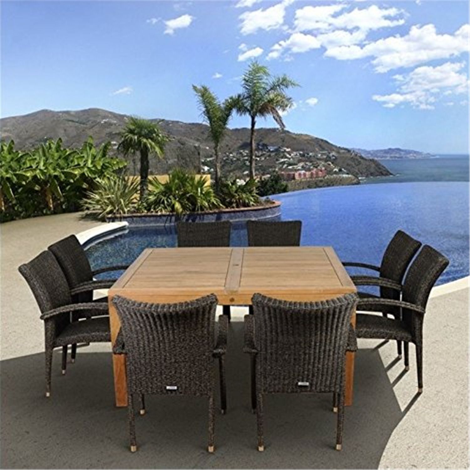 Versailles 9 Piece Teak Square Patio Dining Set – Walmart – Walmart Throughout Square 9 Piece Outdoor Dining Sets (View 7 of 15)