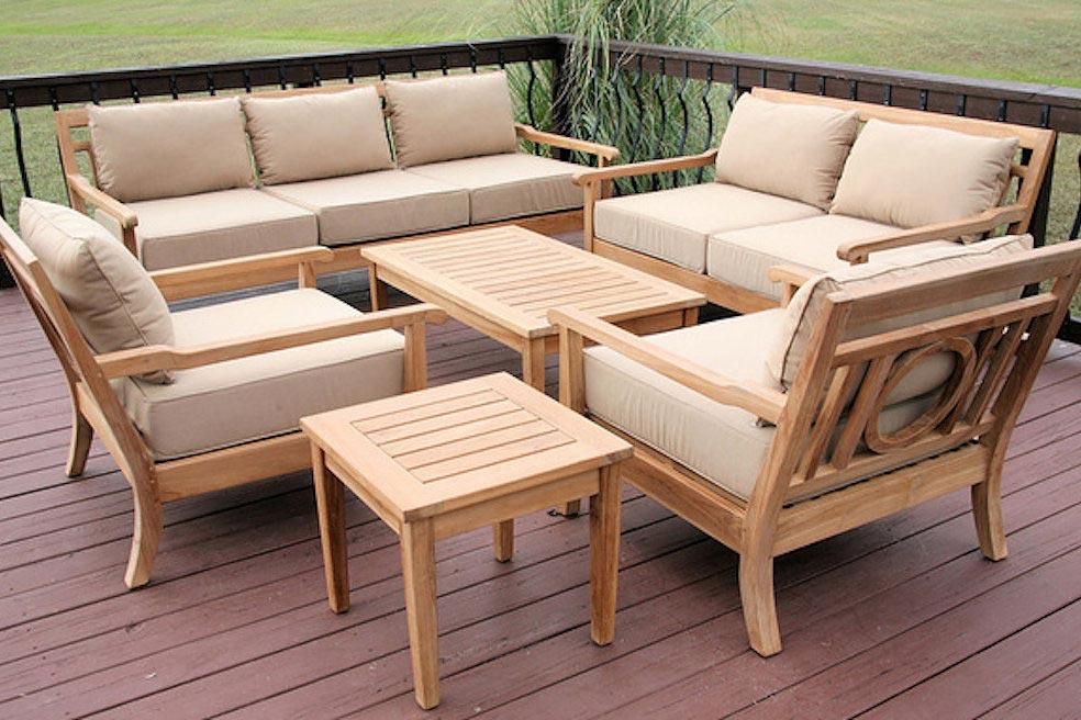 Victoria 6Pcs Conversation Set With Sunbrella Cushion – Iksun Teak Intended For Charcoal Outdoor Conversation Seating Sets (View 10 of 15)