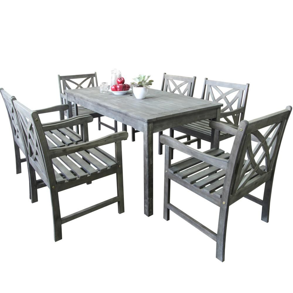 Vifah Bradley 7 Piece Rectangle Patio Dining Set V1297Set12 – The Home With Regard To Rectangular Outdoor Patio Dining Sets (View 13 of 15)