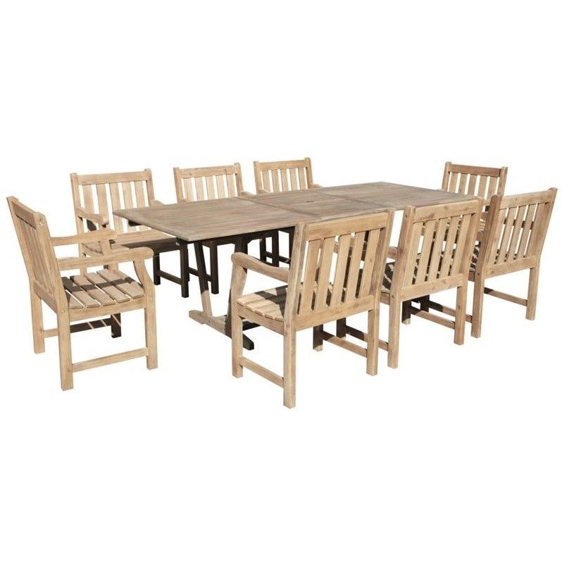 Vifah Renaissance 9 Piece Solid Wood Extendable Patio Dining Set In Throughout 9 Piece Extendable Patio Dining Sets (View 1 of 15)
