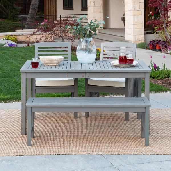 Walker Edison Furniture Company Grey Wash 7 Piece Simple Wood Outdoor In Gray Wash Wood Porch Patio Chairs Sets (View 12 of 15)
