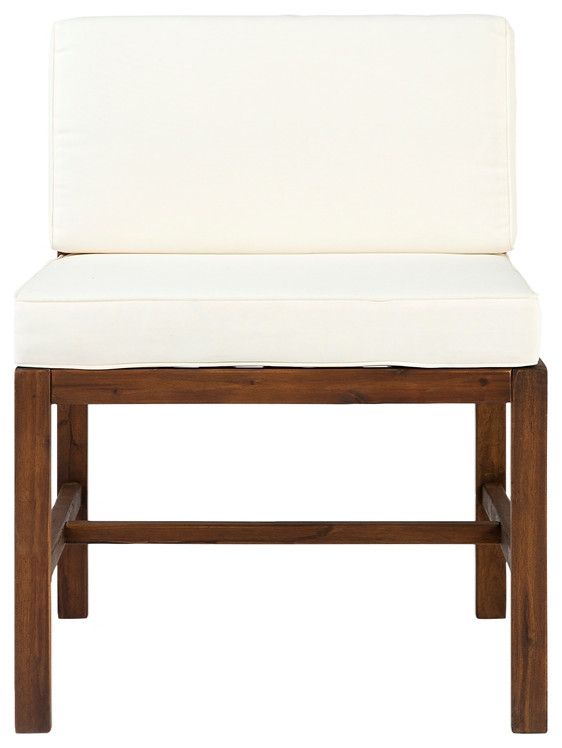 Walker Edison Modular Outdoor Acacia Armless Chair In Dark Brown For Natural Dark Oil Acacia Armless Chairs (View 6 of 14)