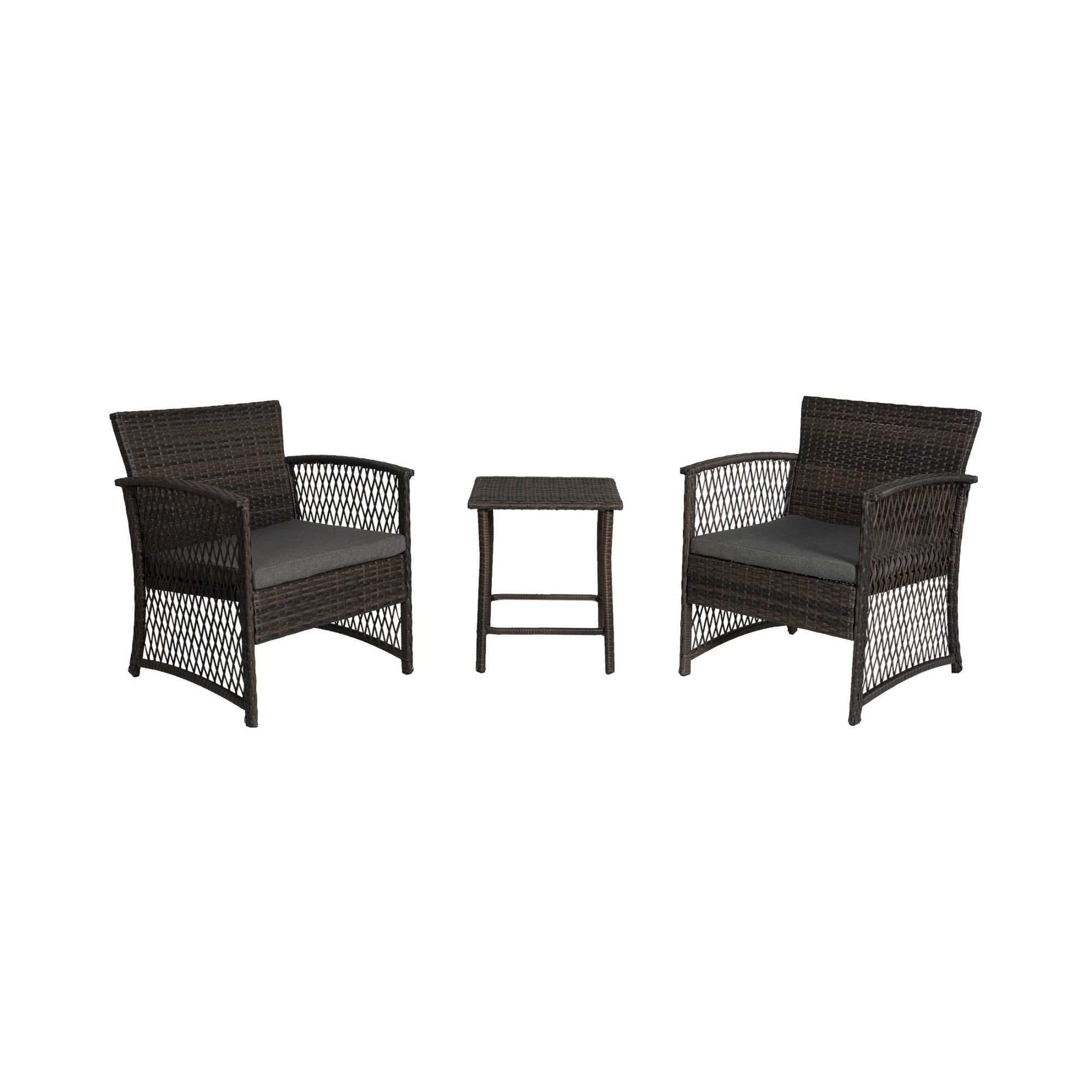 Westintrends 3Pc Rattan Wicker Bistro Conversation Seating Set For For Gray All Weather Outdoor Seating Patio Sets (View 12 of 15)