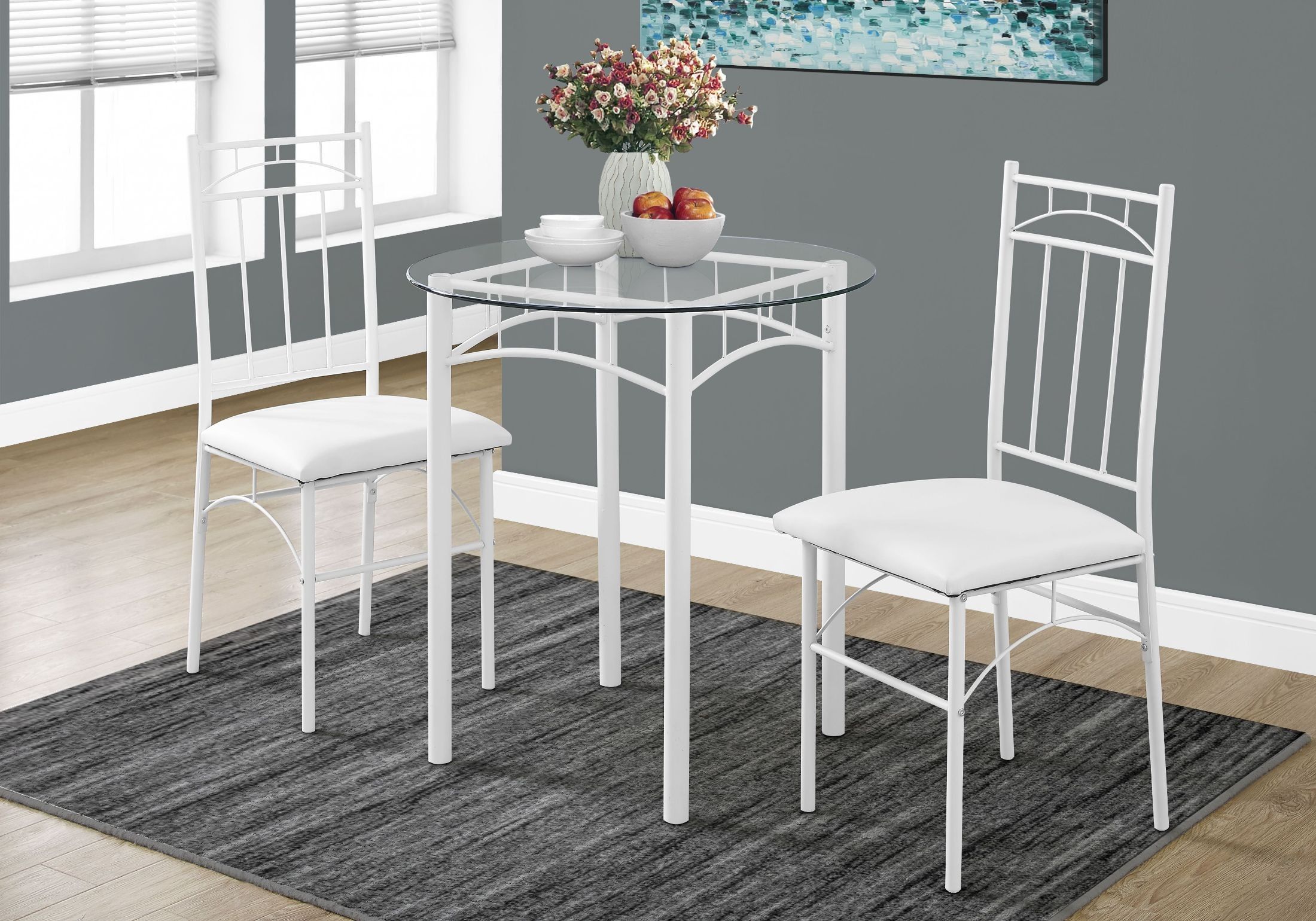 White Metal 3 Piece Dining Room Set From Monarch | Coleman Furniture Intended For 3 Piece Bistro Dining Sets (View 11 of 15)
