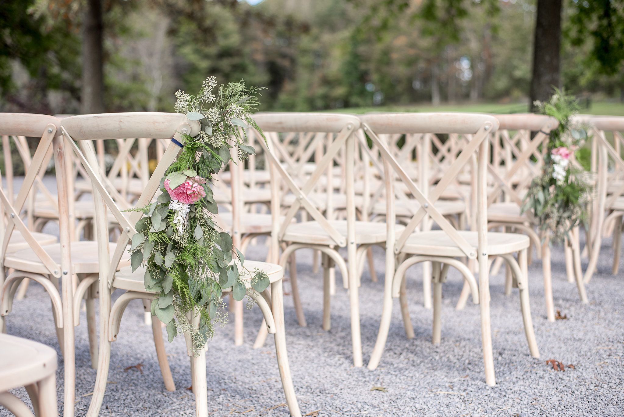 White Washed Crossback Chairs At Ceremony Site And Dinner | Crossback Intended For White Wood Soutdoor Seating Sets (View 11 of 15)