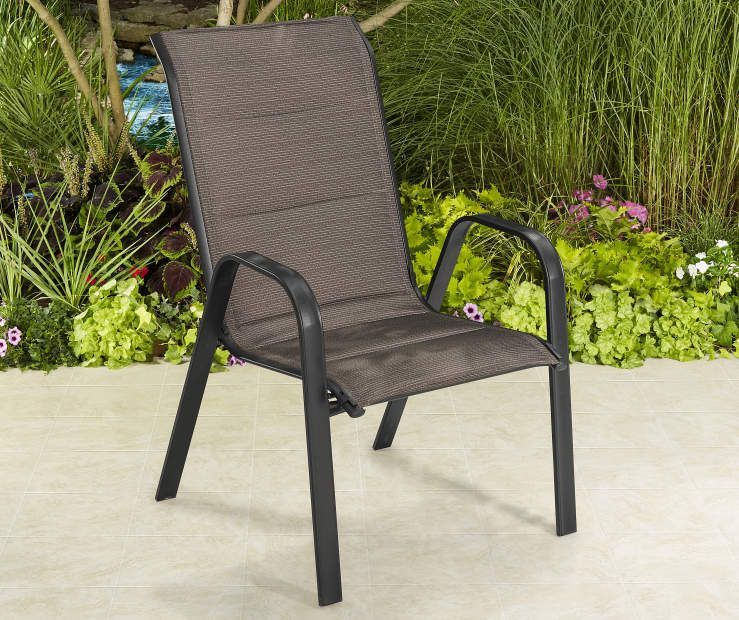 Wilson & Fisher Aspen Brown Oversized Padded Stacking Chair – Big Lots Intended For Brown Fabric Outdoor Patio Bar Chairs Sets (View 12 of 15)