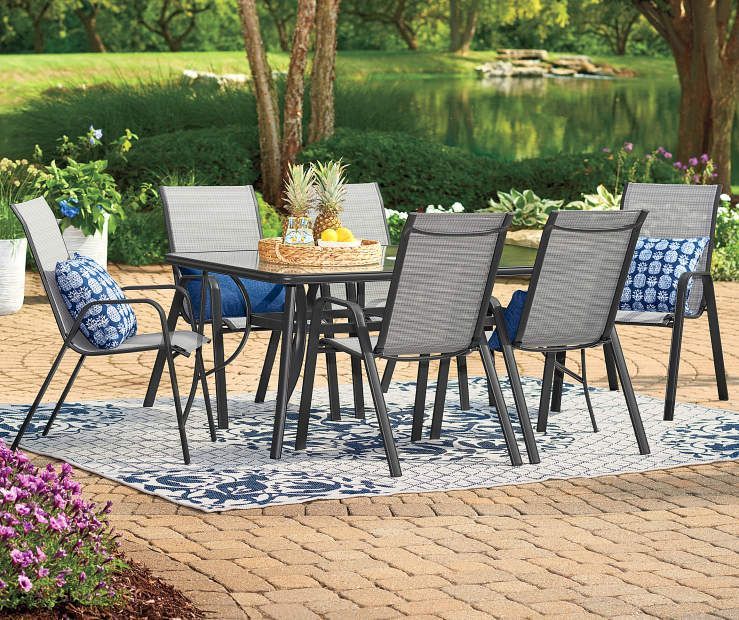 Wilson & Fisher Mix & Match – Brentwood Black Patio Chair & Glass Regarding Black Medium Rectangle Patio Dining Sets (View 5 of 15)