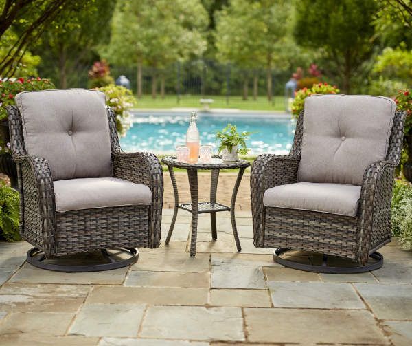Wilson & Fisher Resin Wicker Motion Gliders & Side Table, 3 Piece Patio Throughout Blue 3 Piece Outdoor Seating Sets (View 14 of 15)