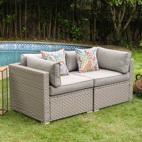 Wrought Studio 2 Piece Outdoor Furniture Loveseat Wicker Sectional Sofa Inside 2 Piece Outdoor Wicker Sectional Sofa Sets (View 15 of 15)