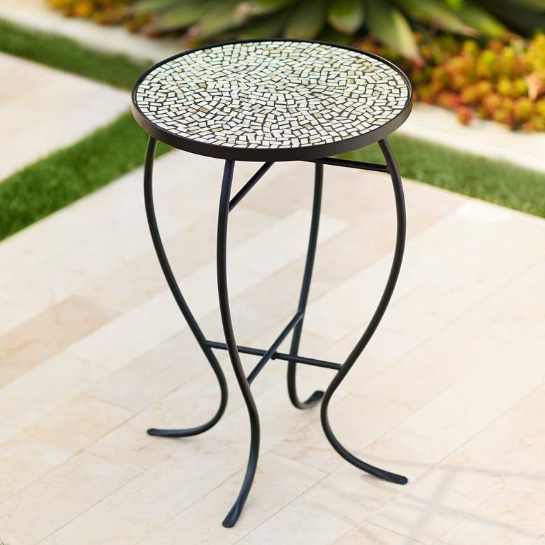 Zaltana Mosaic Outdoor Accent Table – #2X593 | Lamps Plus | Outdoor Regarding Mosaic Black Iron Outdoor Accent Tables (View 15 of 15)