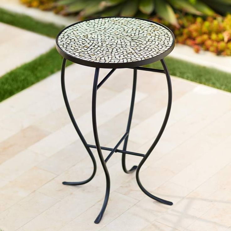 Zaltana Mosaic Outdoor Accent Table – #2X593 | Lamps Plus | Outdoor Throughout Mosaic Black Iron Outdoor Accent Tables (View 7 of 15)