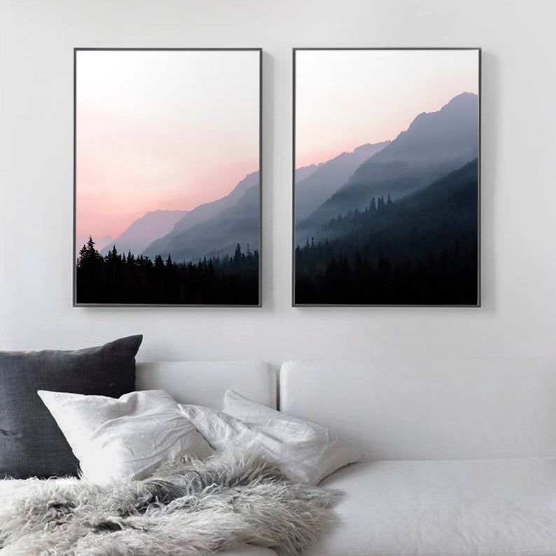 2 Piece Wall Art Mountain Landscape Photography Prints – Etsy | Mountain  Landscape Photography, Minimalist Wall Decor, Landscape Paintings Acrylic Regarding Mountains Wall Art (View 8 of 15)