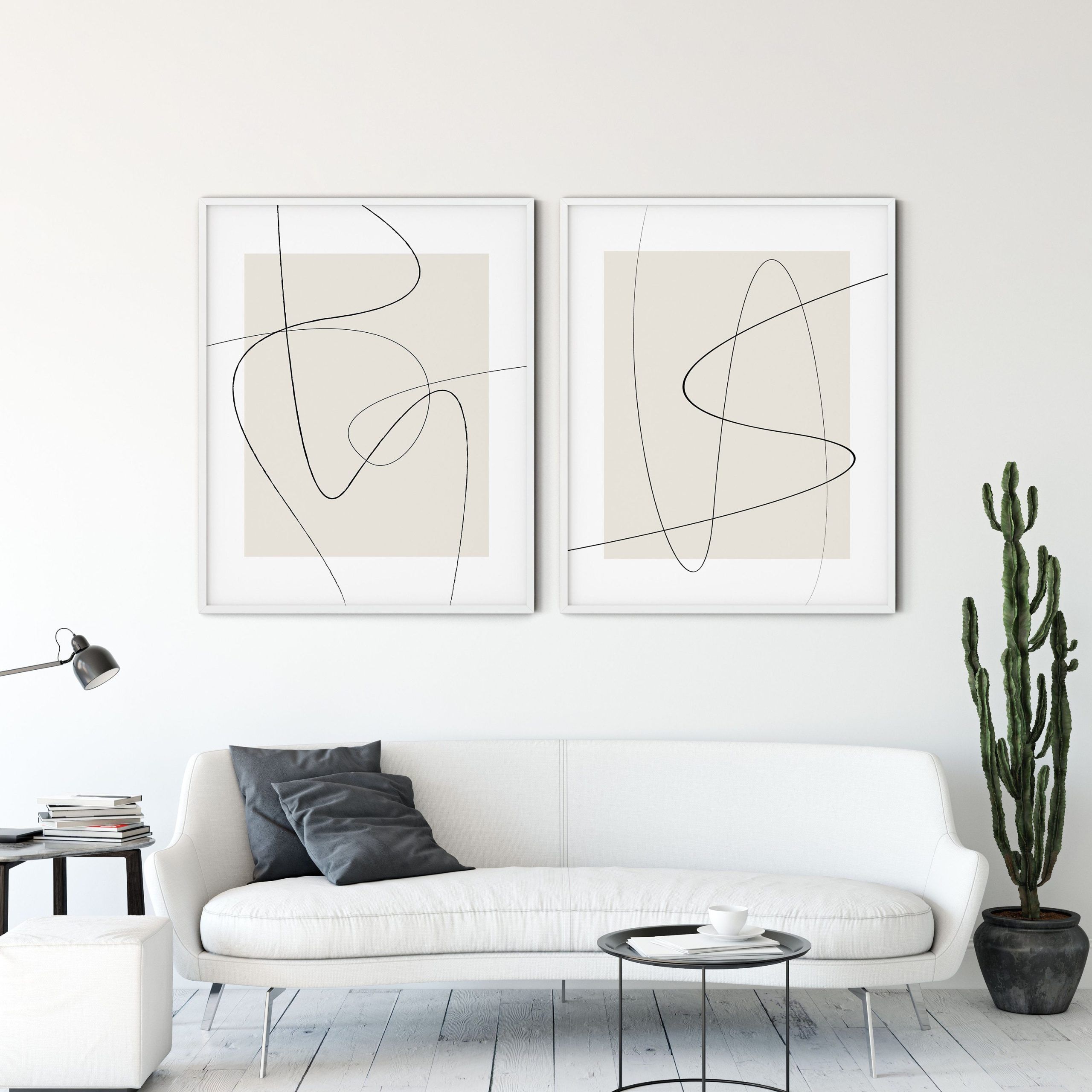 2 Set Picture Extra Large Wall Art Abstract Lines Wall Art – Etsy Throughout Lines Wall Art (View 4 of 15)