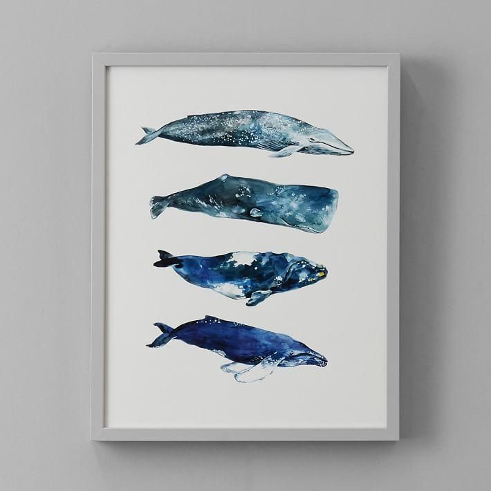4 Blue Whales Framed Wall Art Within Whale Wall Art (View 12 of 15)