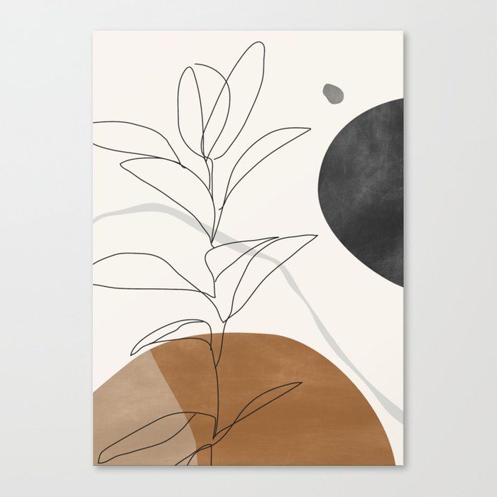 Abstract Art /Minimal Plant Canvas Printthindesign | Society6 |  Affiliate Link | Boho Painting, Plant Art Print, Abstract Throughout Abstract Plant Wall Art (View 4 of 15)
