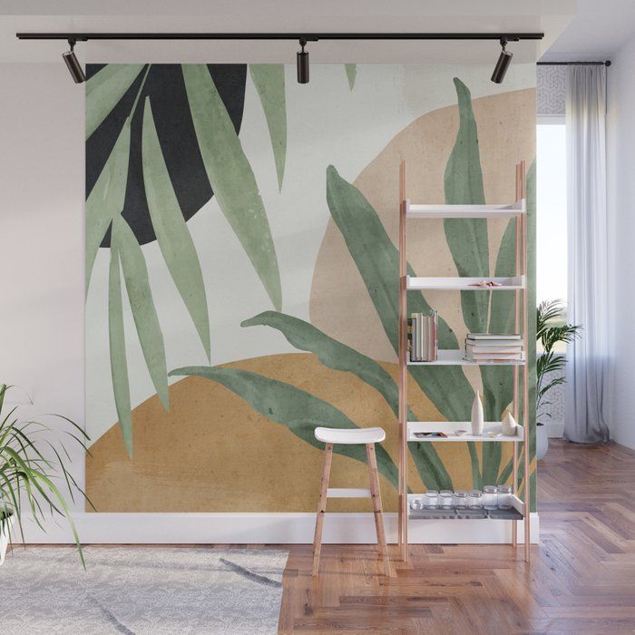 Abstract Art Tropical Leaves 4 Wall Muralthingdesign | Society6 Throughout Abstract Tropical Foliage Wall Art (View 3 of 15)