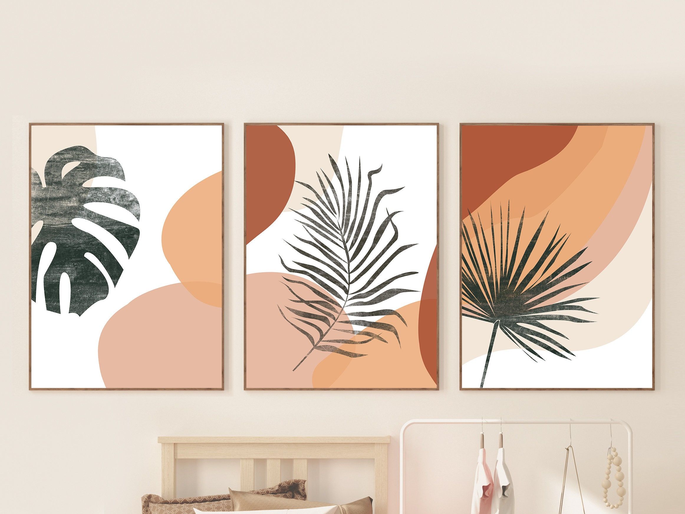 Abstract Botanical Art Set Of 3 Prints Boho Gallery Wall Art – Etsy With Abstract Tropical Foliage Wall Art (View 7 of 15)
