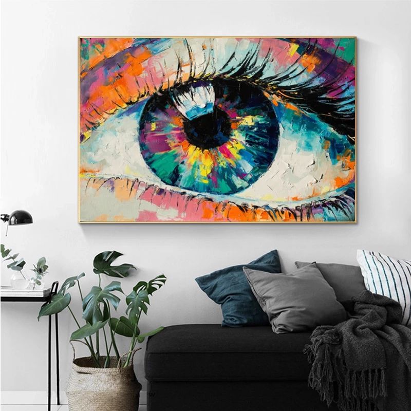 Abstract Colorful Eye Oil Painting Printed On Canvas Graffiti Art Wall Art  Canvas Painting Wall Pictures For Living Room Cuadros|Painting &  Calligraphy| – Aliexpress Intended For Oil Painting Wall Art (View 10 of 15)