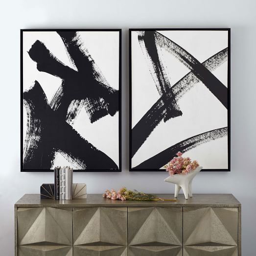 Abstract Ink Brush Framed Wall Art | West Elm In Ink Art Wall Art (View 7 of 15)